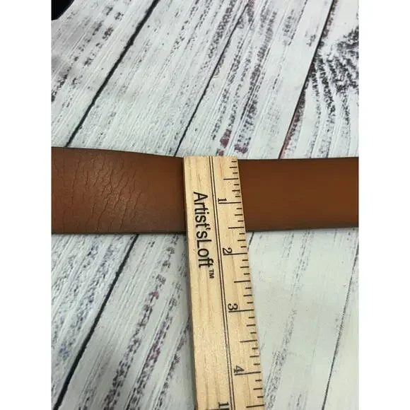 NWT Levi's Mens Tan & Black Metal Buckle Synthetic Leather Dress Belt Size 38-40 - Picture 4 of 7